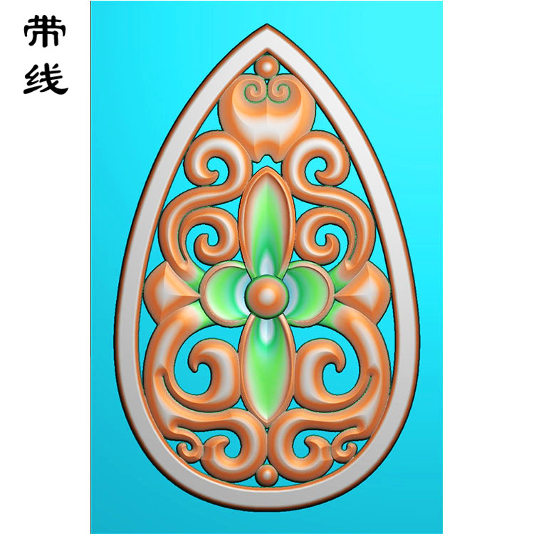 镂空草花挂件精雕图（LK0196）展示