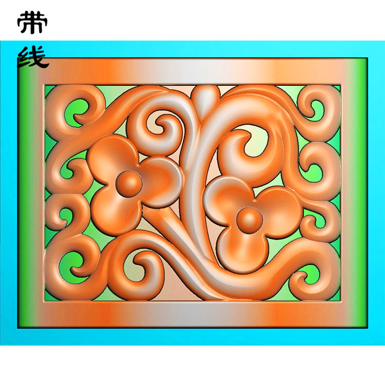 镂空草花挂件精雕图（LK0218）展示