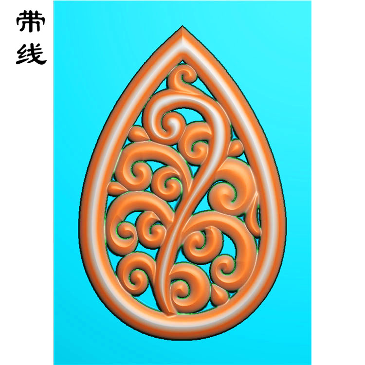 镂空草花挂件精雕图（LK0221）展示