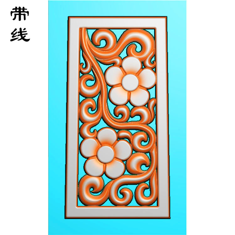 镂空草花挂件精雕图（LK0242）展示