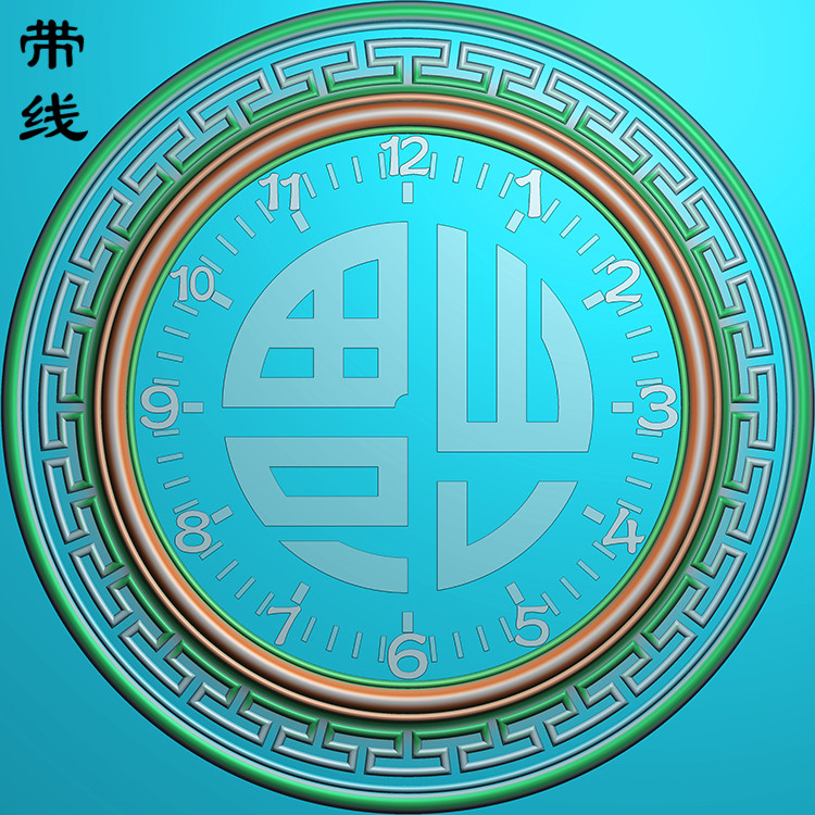 福到了圆挂钟表挂件精雕图(QTG-042)展示
