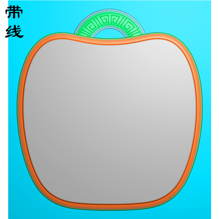 圆牌苹果形素牌框挂件精雕图(QTG-096)展示