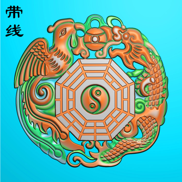 仿古龙凤挂件精雕图(FLF-020)展示