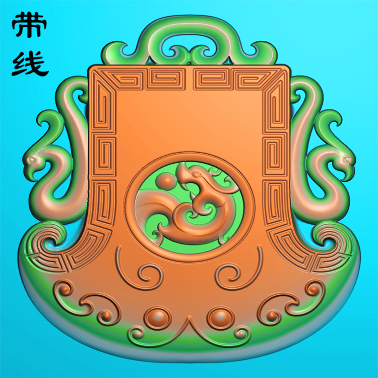 仿古龙凤挂件精雕图(FLF-027)展示