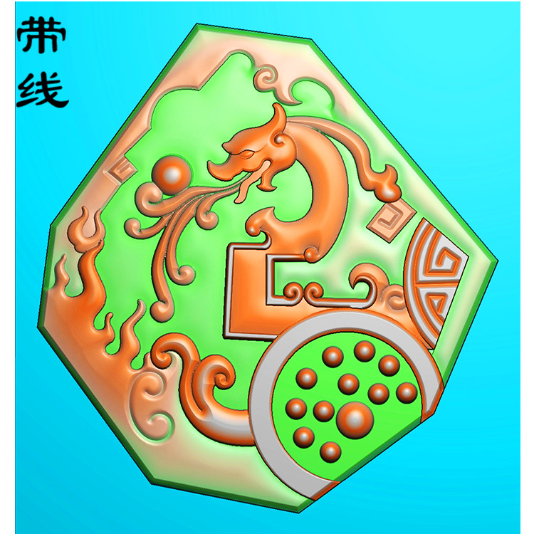 仿古龙挂件精雕图(FLF-043)展示