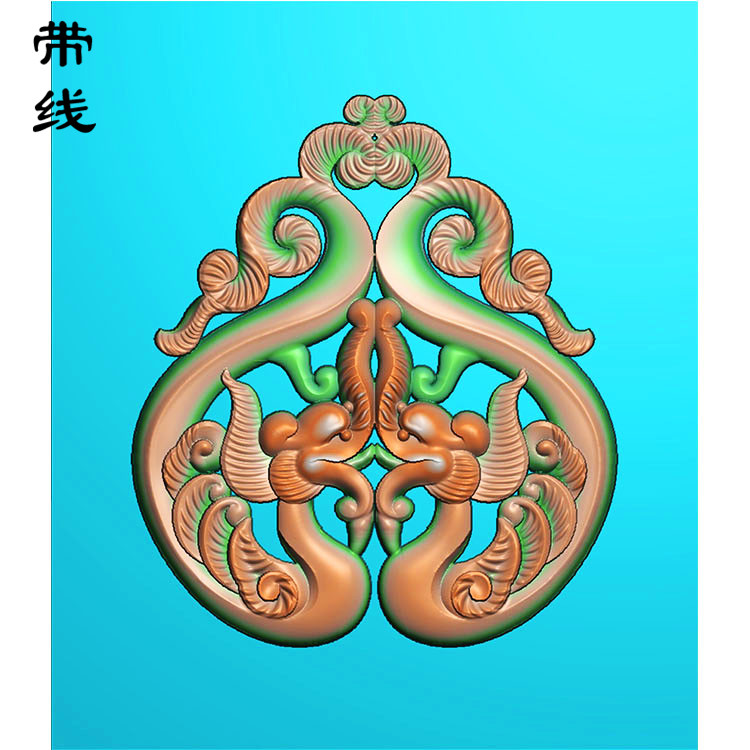 仿古龙挂件精雕图(FLF-064)展示
