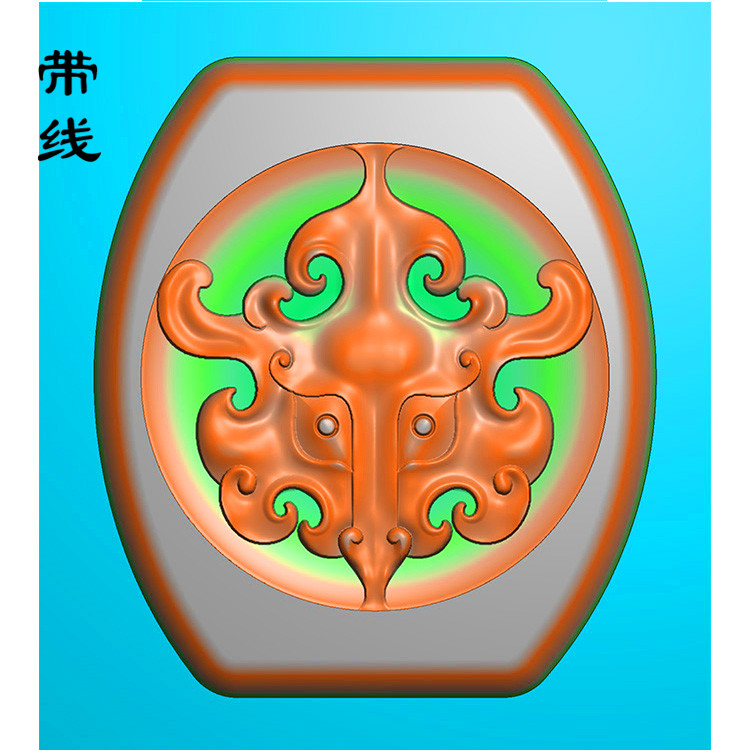 仿古兽头挂件精雕图(FSP-030)展示