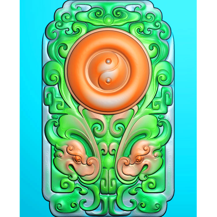仿古乾坤兽头挂件精雕图(FSP-059)展示