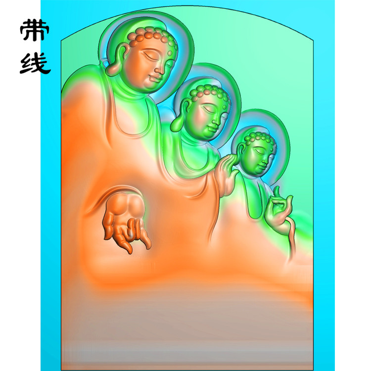 玉雕三圣佛像精雕图(SFX-094展示