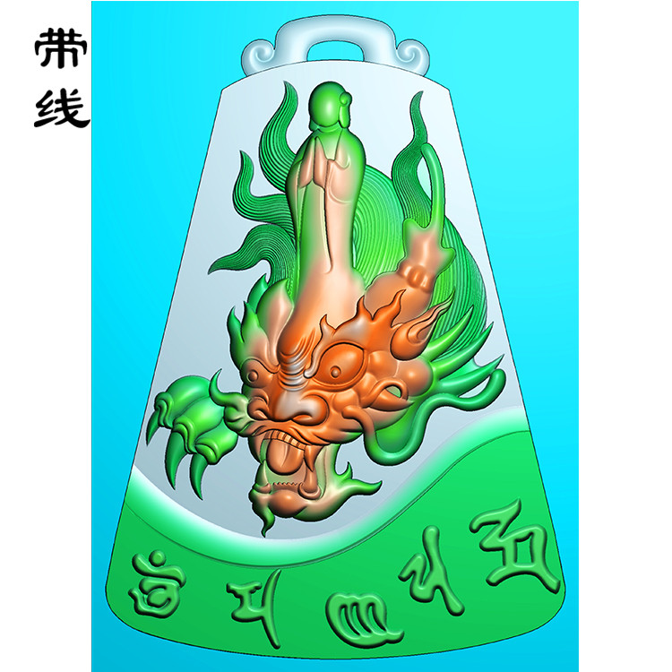 仿古牌头悟道佛像佛坐龙精雕图(DFX-036展示