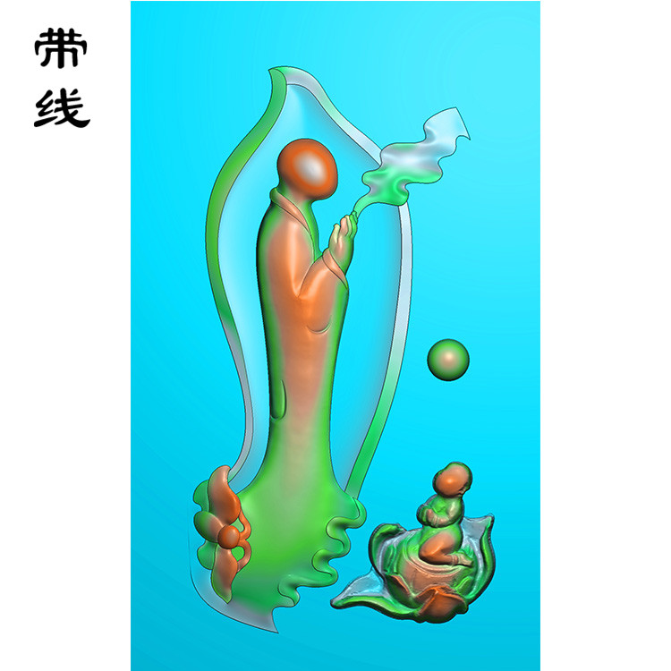 童子参佛佛像悟道精雕图有线(DFX-037展示