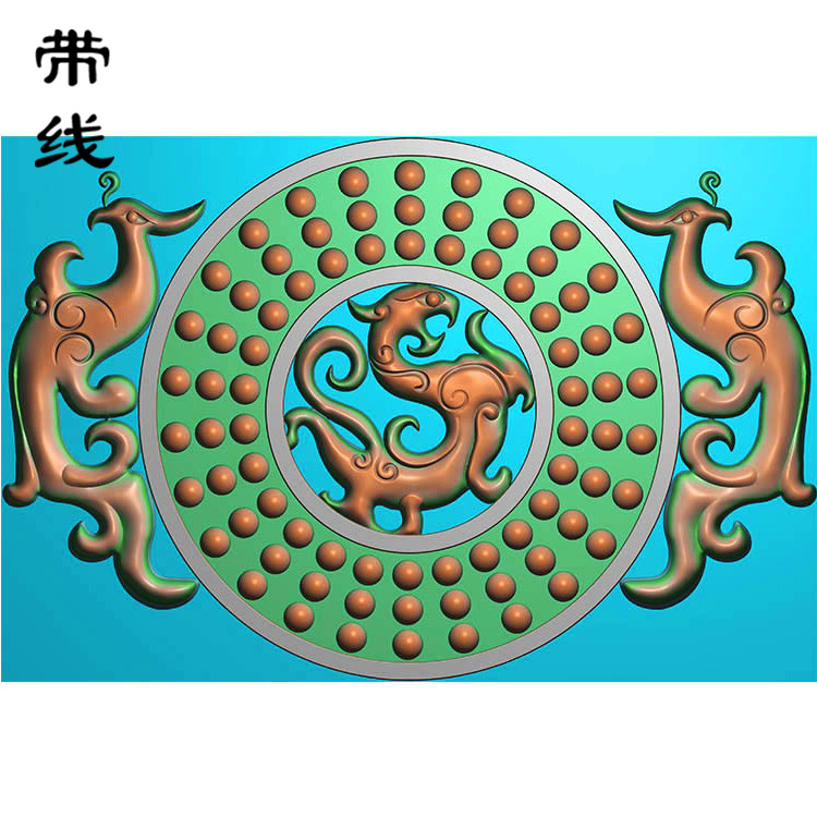 仿古龙凤乳丁牌精雕图(RDP-028)展示