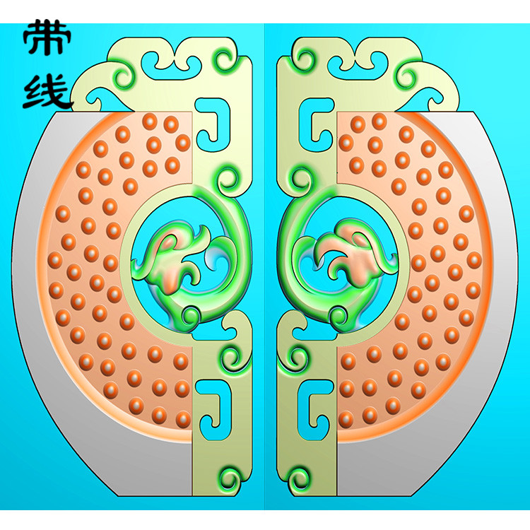 仿古龙凤乳丁牌精雕图(RDP-035)展示