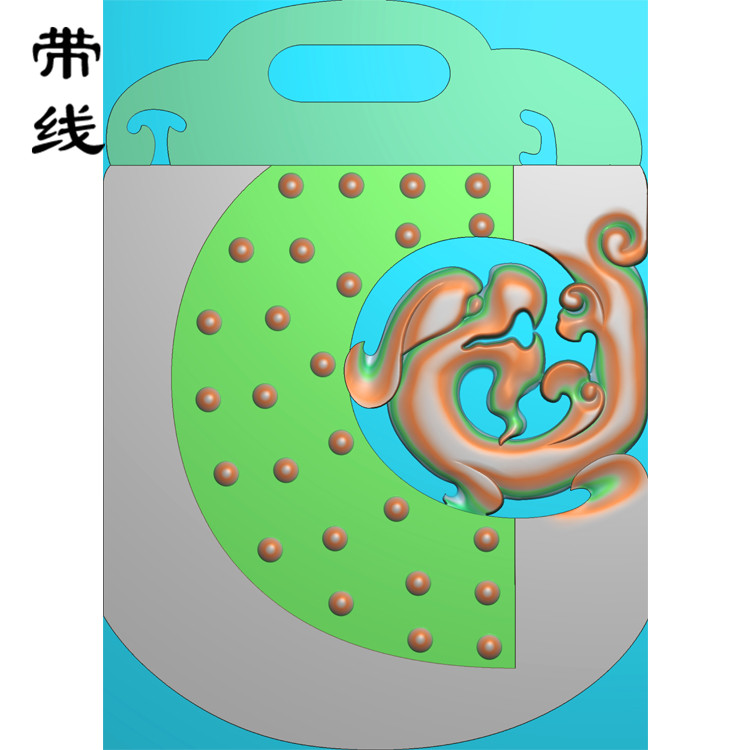 玉雕仿古草龙平安牌乳丁牌精雕图(RDP-052)展示