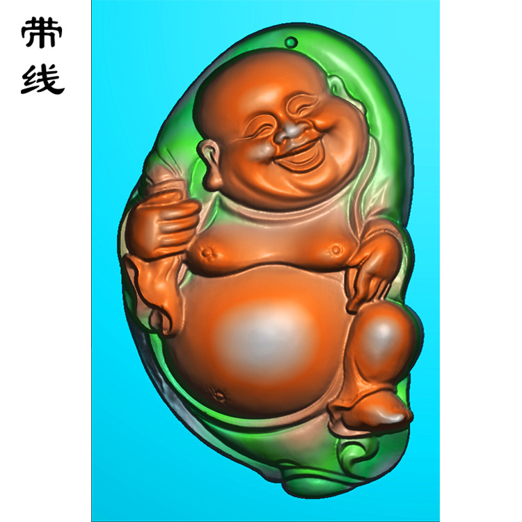 扫描布袋弥勒佛挂件精雕图(MLF-076展示