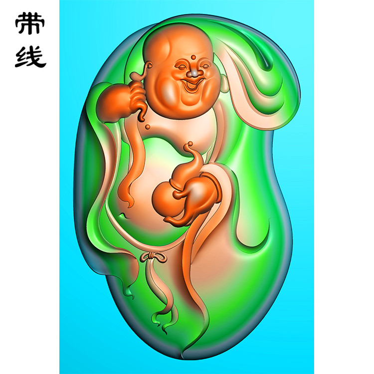 葫芦弥勒佛精雕图(MLF-084展示