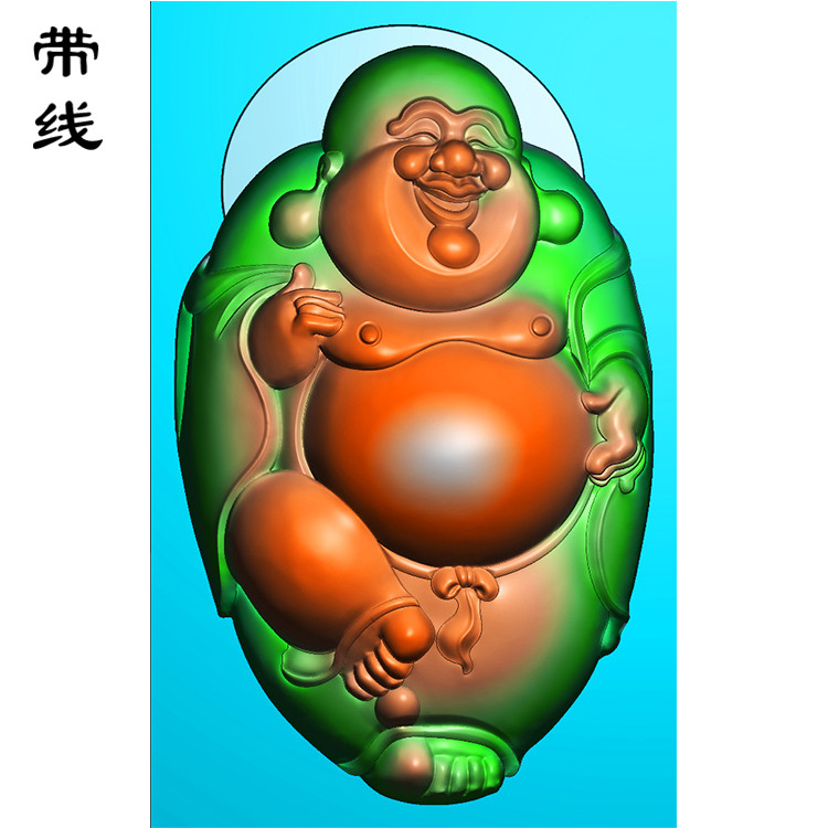 扫描图深雕站弥勒佛精雕图(MLF-138展示