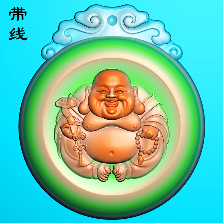 一团和气牌头弥勒佛精雕图(MLF-172展示