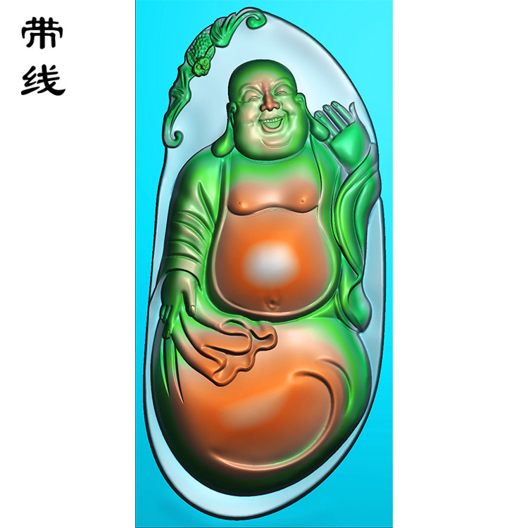玉雕布弥勒佛挂件精雕图有线(MLF-173展示