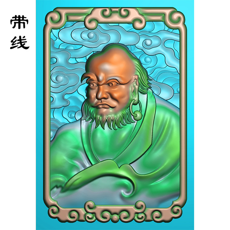 方框达摩云牌精雕图(DF-015)展示