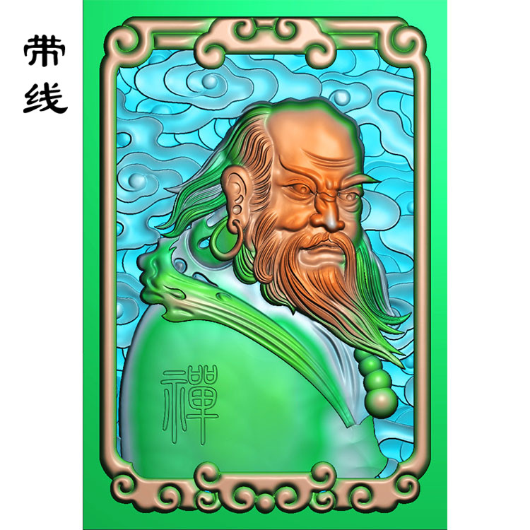 达摩禅底云牌子精雕图(DF-008)展示