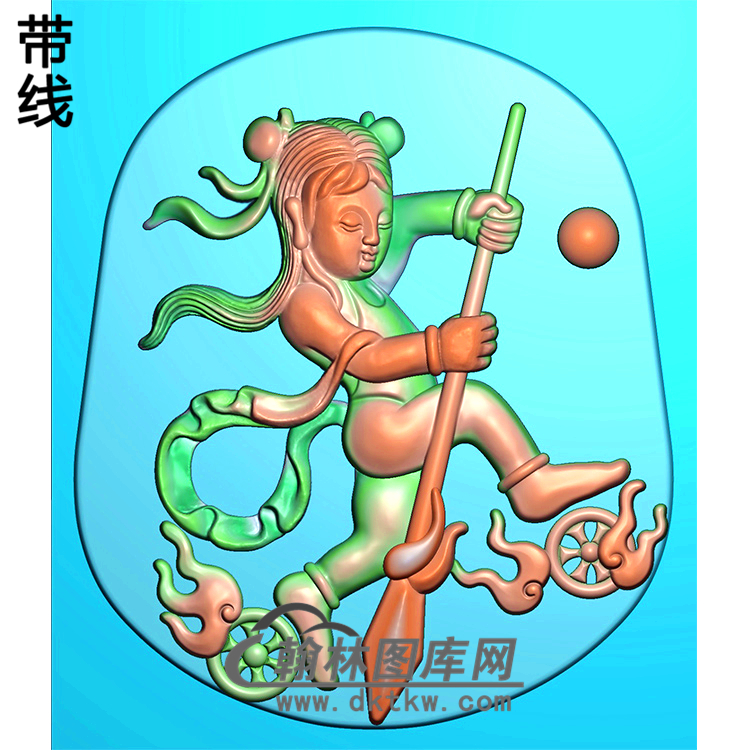 7158哪吒闹海神话人物挂件精雕图（CS-110)展示