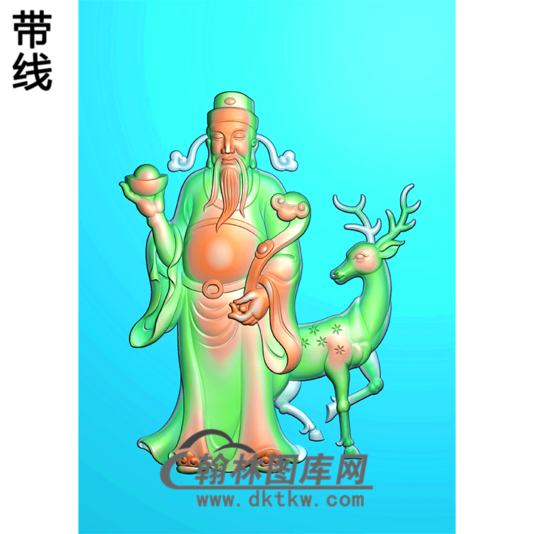鹿福禄财神精雕图（CS-039)展示