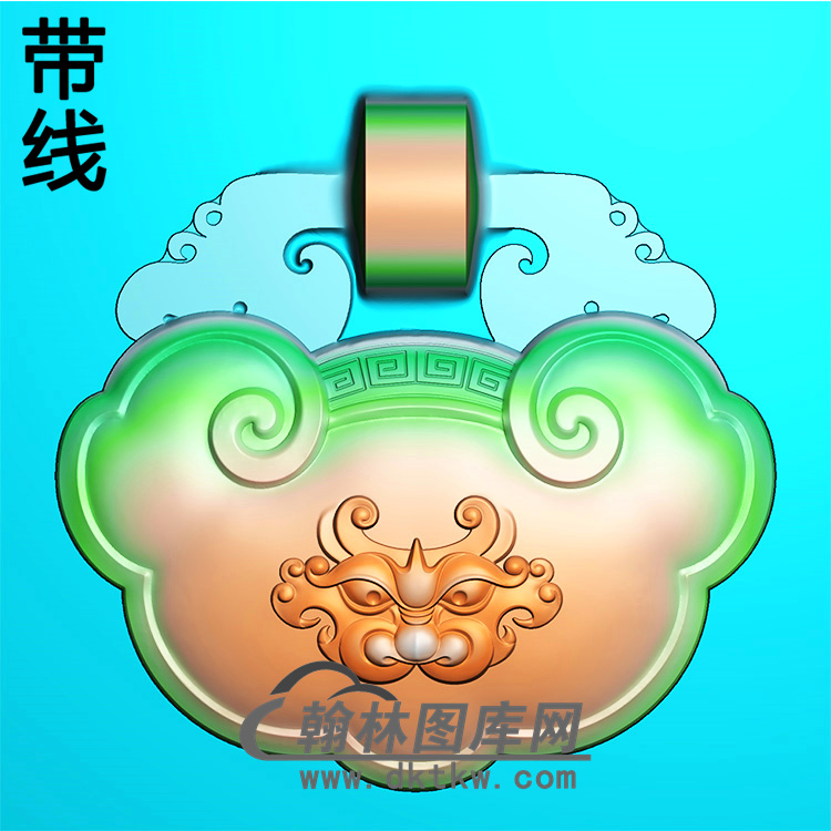 兽头长命锁精雕图(CMS-147))展示