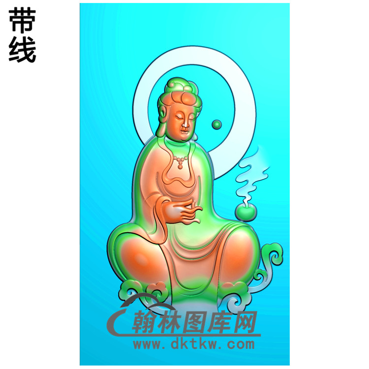 观音菩萨坐相精品挂件精雕图ZGY-201)展示