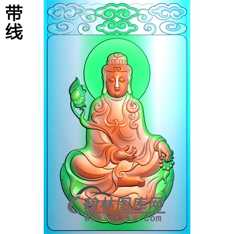 观音菩萨坐相精品挂件精雕图（ZGY-204)展示