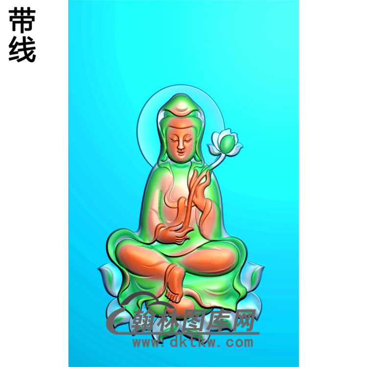 观音菩萨坐相精品挂件精雕图（ZGY-205)展示