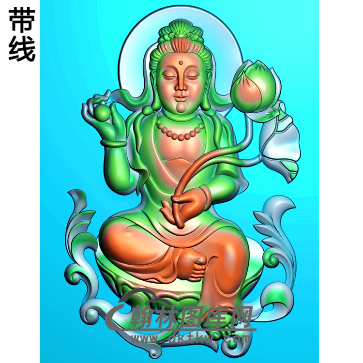 莲花观音菩萨精品挂件精雕图（ZGY-152)展示