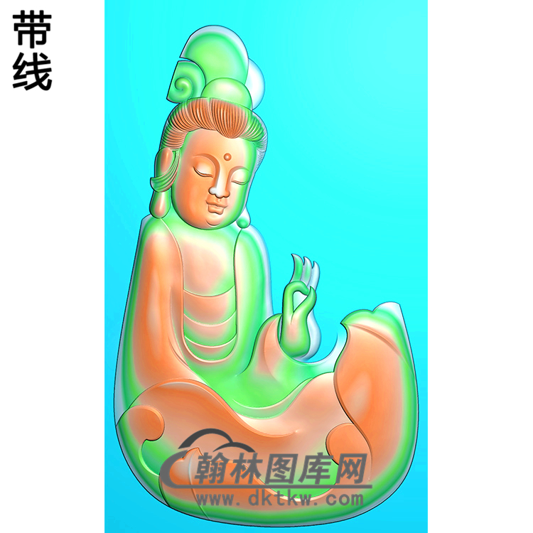 侧坐观音菩萨精品挂件精雕图（ZGY-288)展示