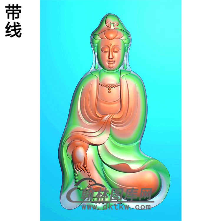 念珠坐观音挂件精雕图（ZGY-334)展示