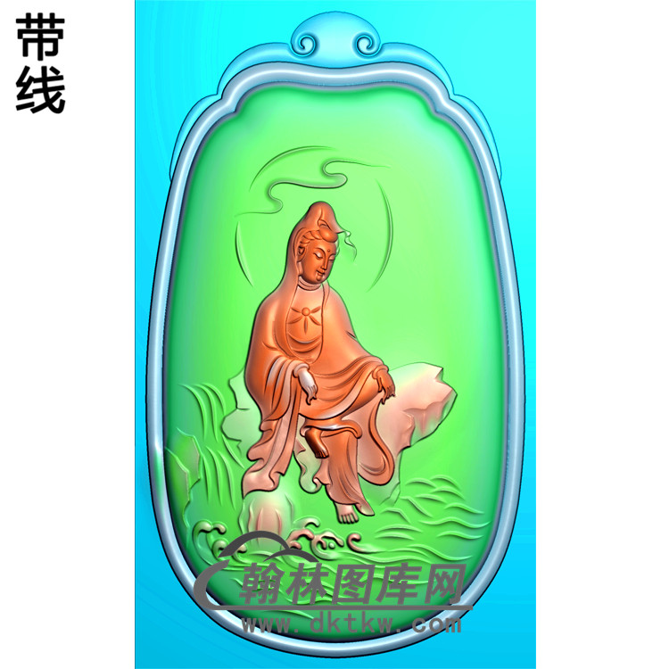 带框观音挂件精雕图（ZGY-215)展示