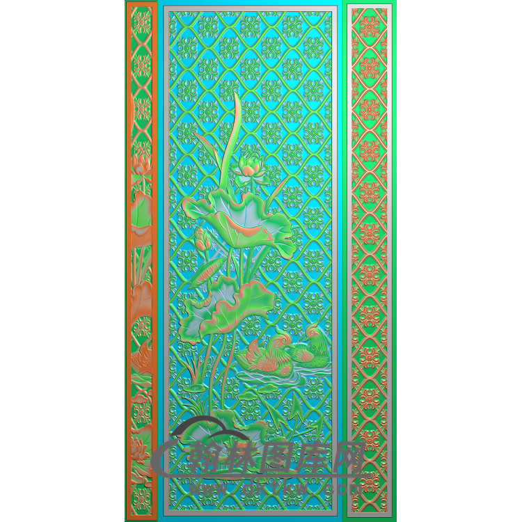 铝雕镂空鸳鸯荷花无线精雕图（TM-0034-）展示