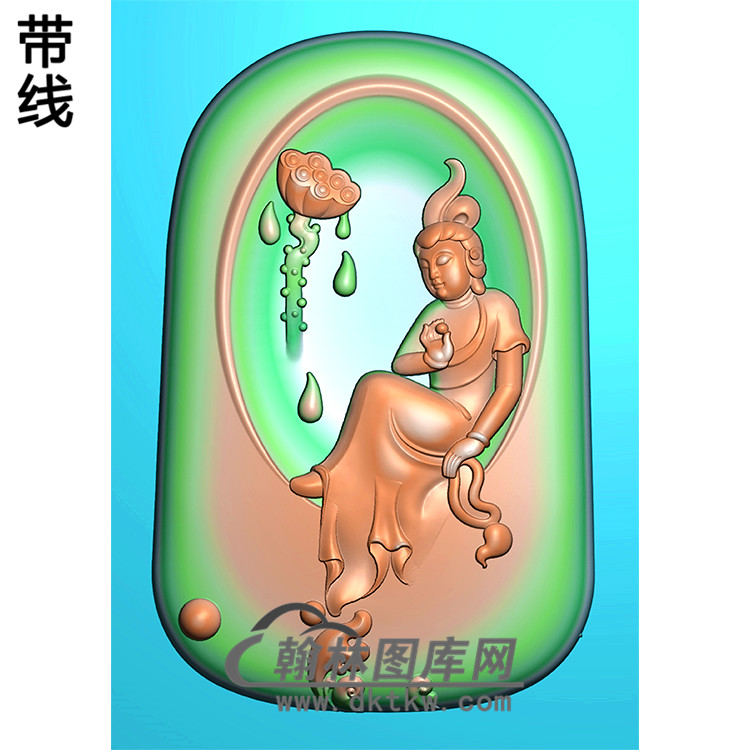 椭圆自在观音挂件精雕图（ZGY-270)展示