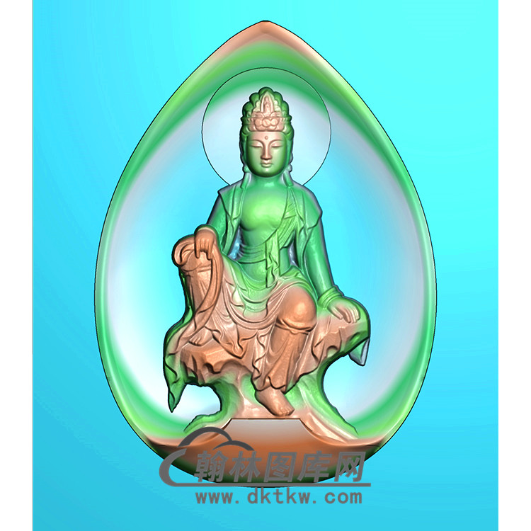 扫描心形观自在精品挂件精雕图（ZGY-271)展示