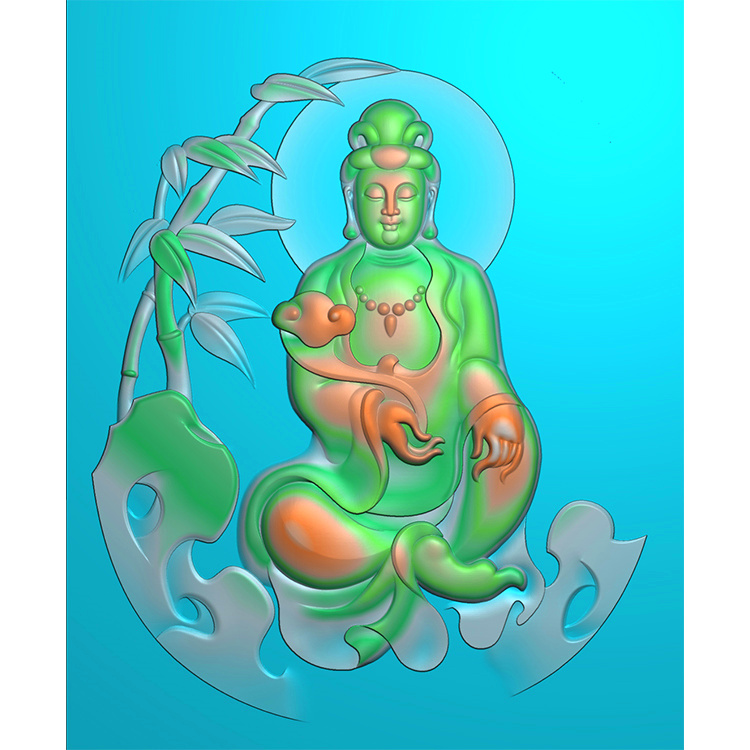 坐相观音挂件精雕图（ZGY-402)展示