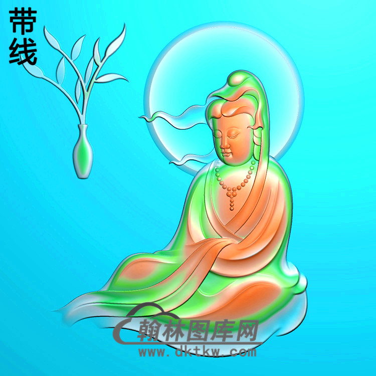 坐相观音菩萨精品挂件精雕图（ZGY-403)展示