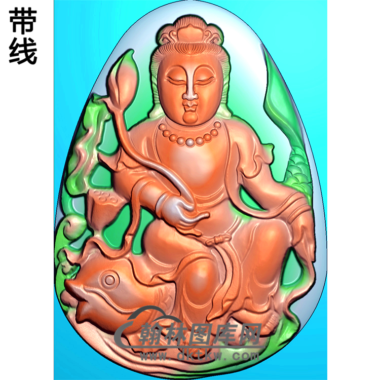 坐鱼菩萨精品挂件精雕图（ZGY-310)展示