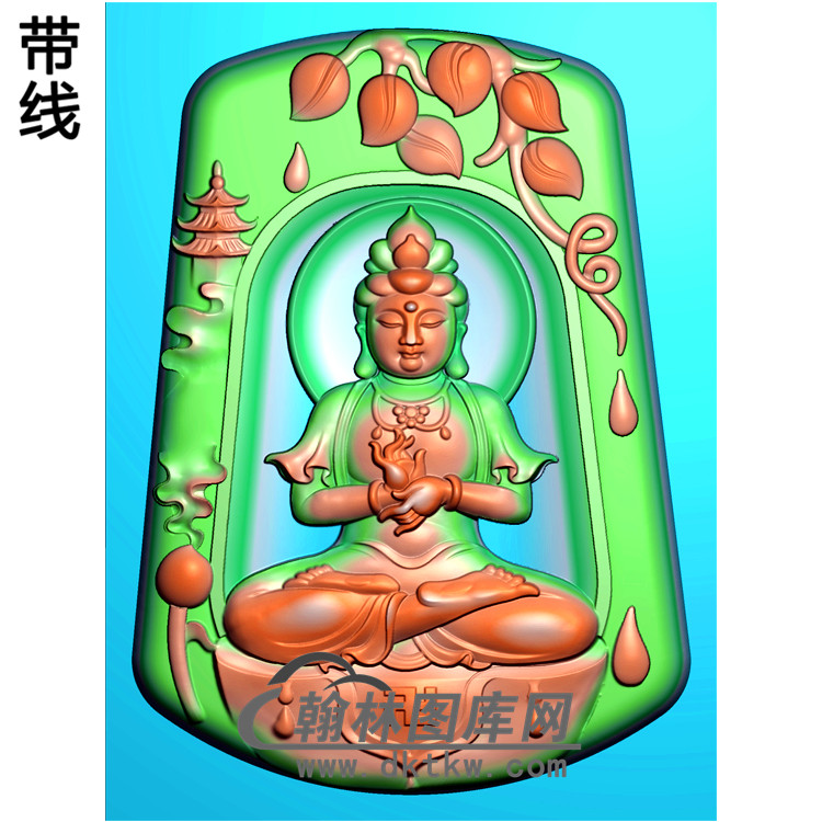 梯形观音菩萨方牌精品挂件精雕图（ZGY-170)展示