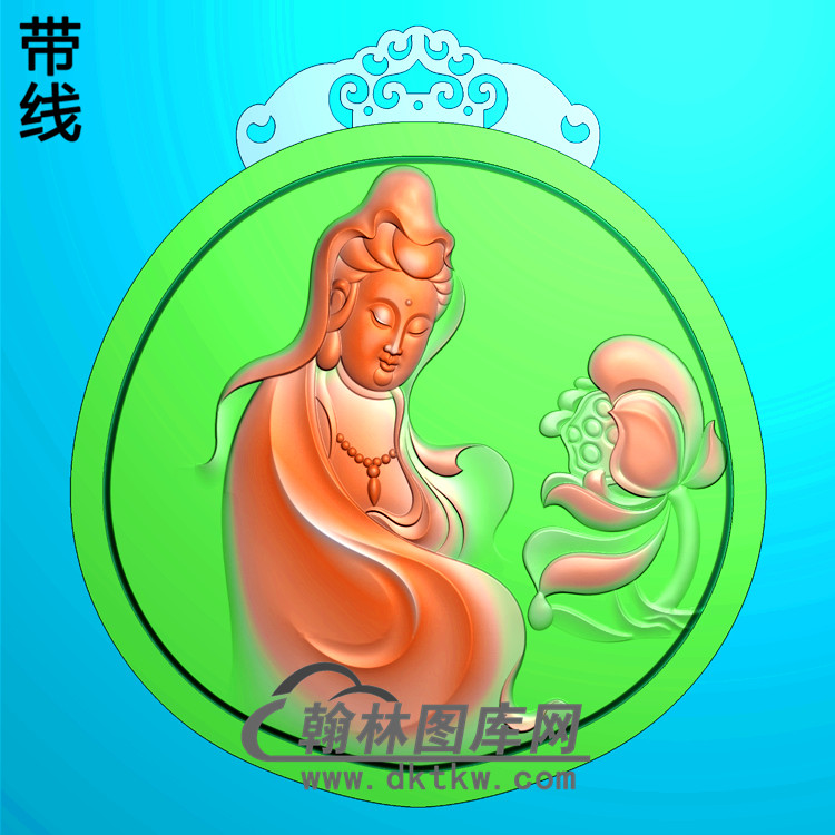 圆牌观音菩萨佛像精品挂件精雕图（OGY-102)展示