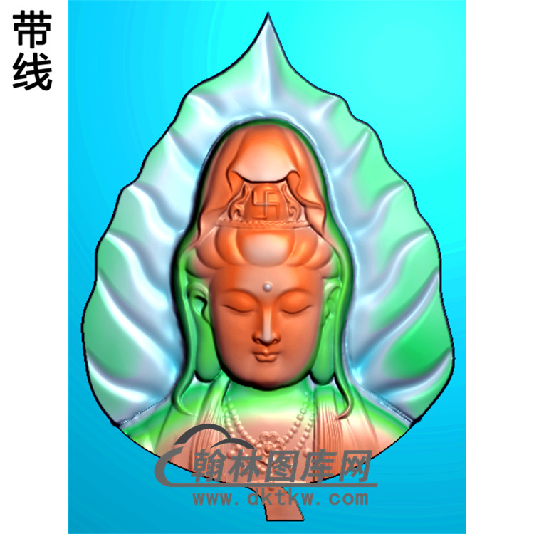 观音菩萨菩提叶精品挂件精雕图（OGY-090)展示