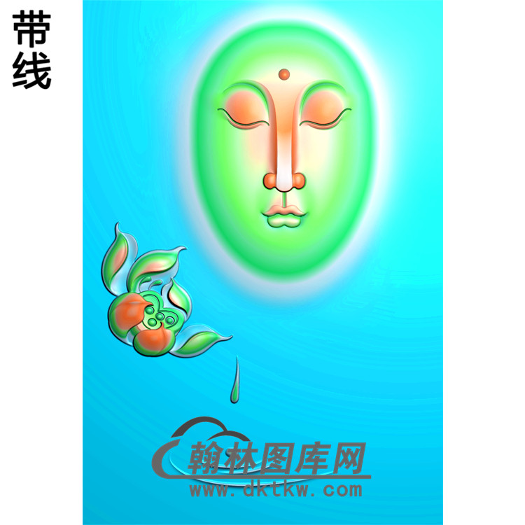 莲花滴水观音菩萨正脸精品挂件精雕图（OGY-119)展示