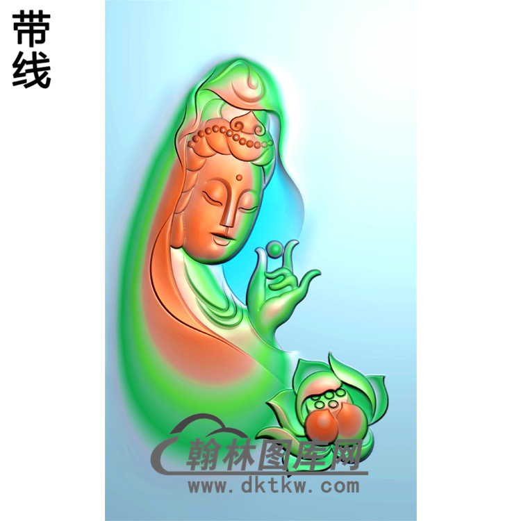 莲花观音菩萨精品挂件精雕图（OGY-120)展示