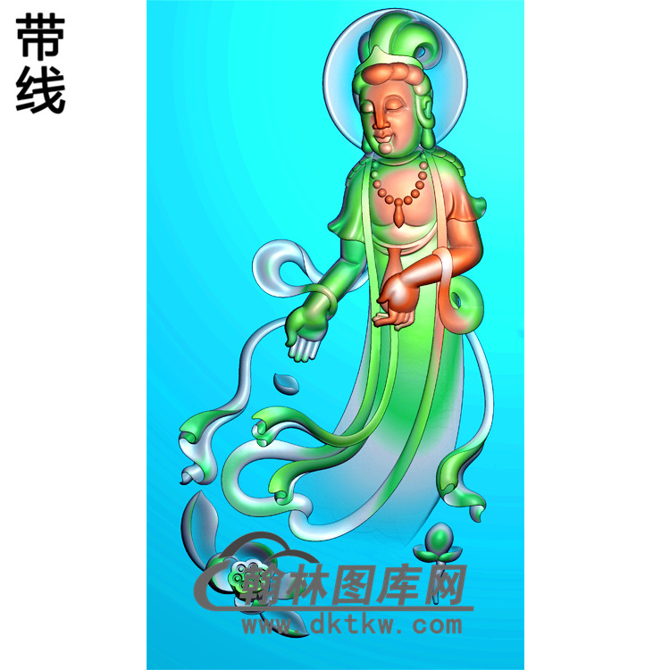 莲花随形观音菩萨精品挂件精雕图（OGY-088)展示