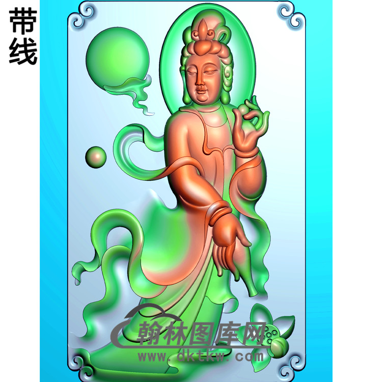 持瓶观音挂件精雕图（OGY-148)展示