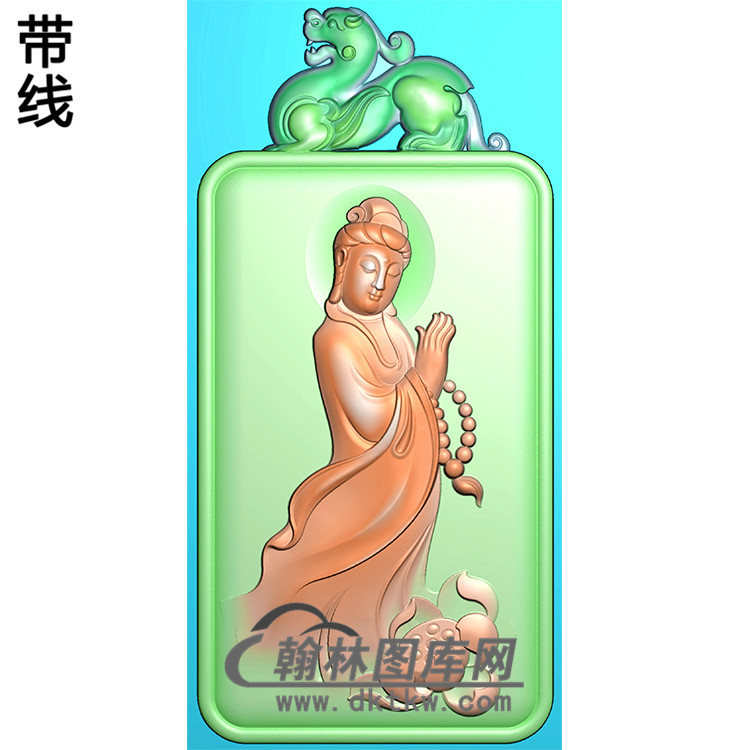 兽头牌观音挂件精雕图（OGY-200)展示