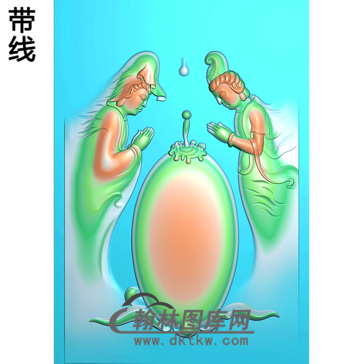 双观音菩萨精品挂件精雕图（OGY-203)展示